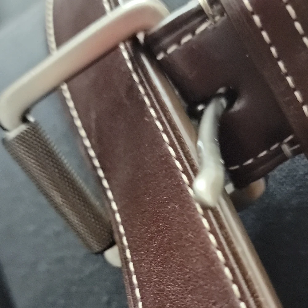 Coach Dark Brown Leather Belt  W 1.5 Satin Silver Steel Roller Buckle No. 90009 - Picture 6 of 10